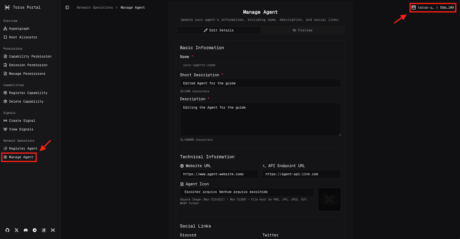 Click on Manage Agent Tab