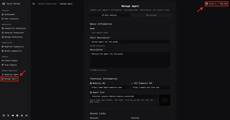 Click on Manage Agent Tab