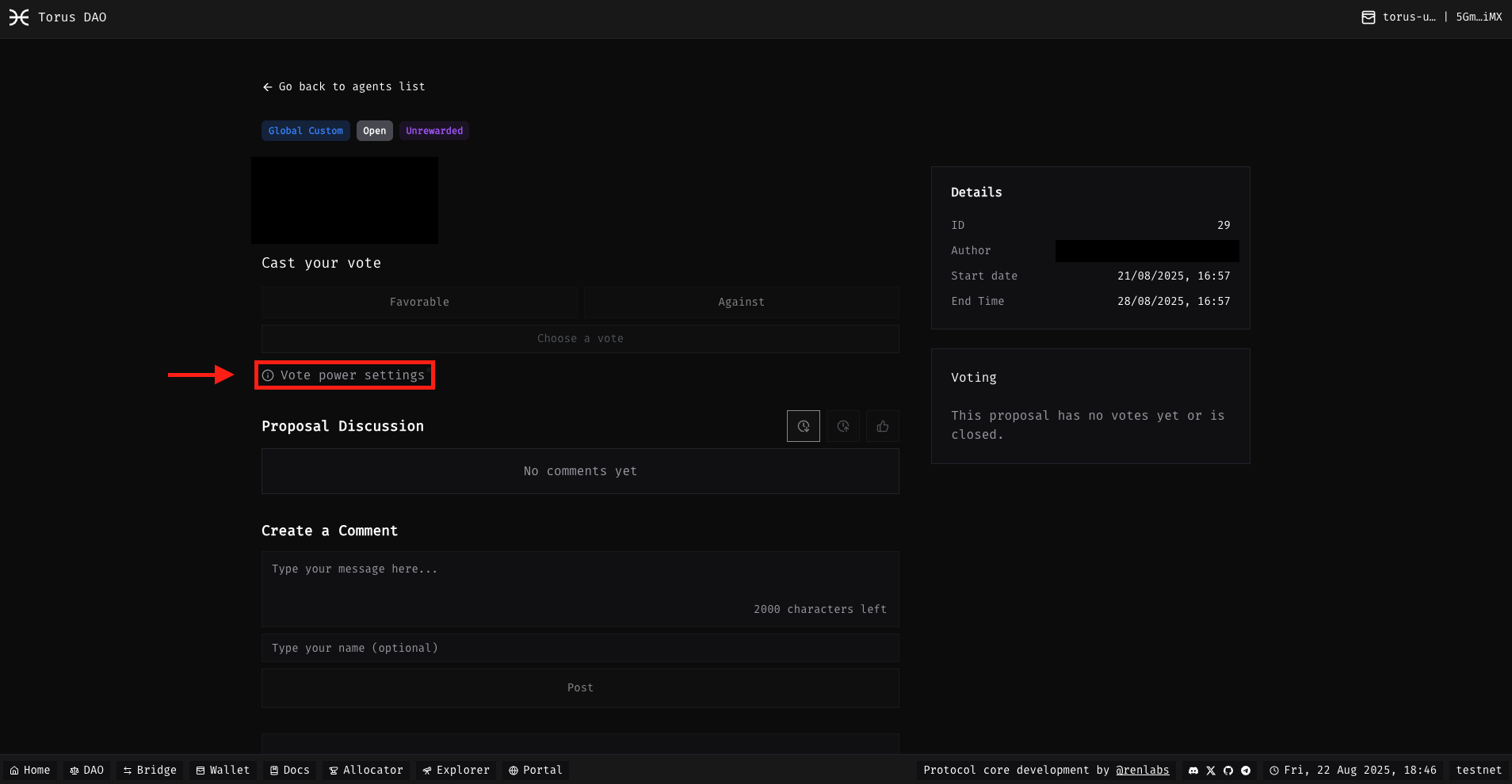 Click on Vote Power Settings