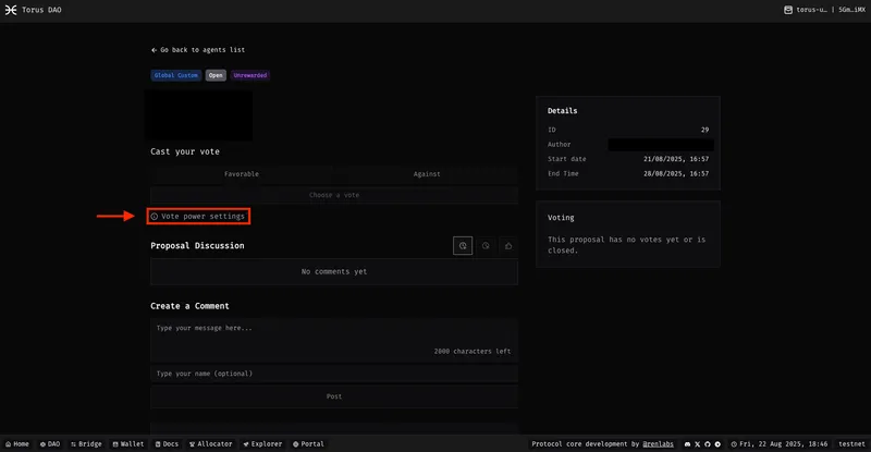 Click on Vote Power Settings