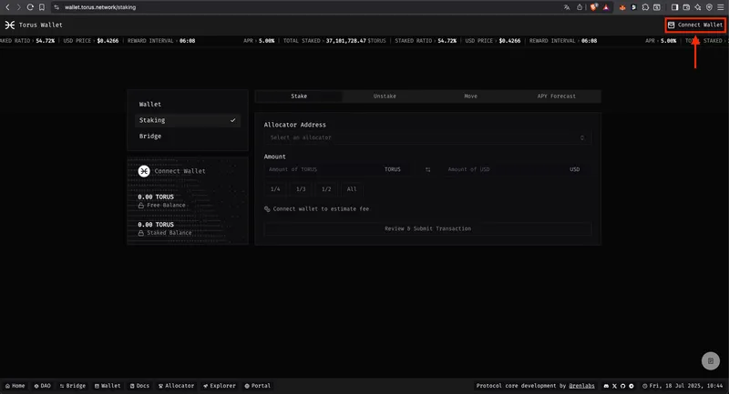 Connect your Torus Wallet