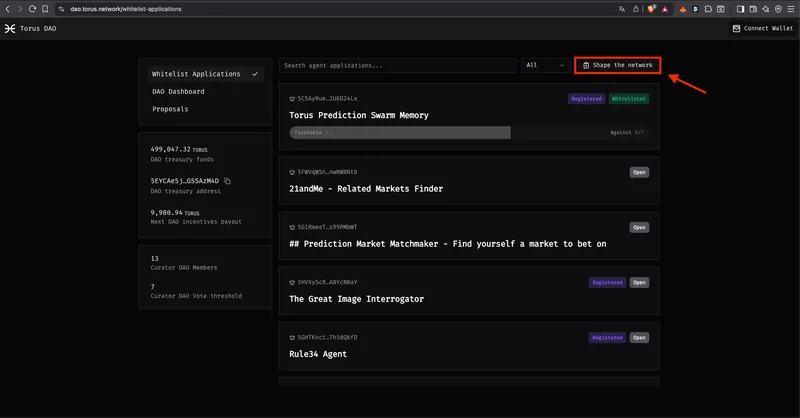 Shape the network button