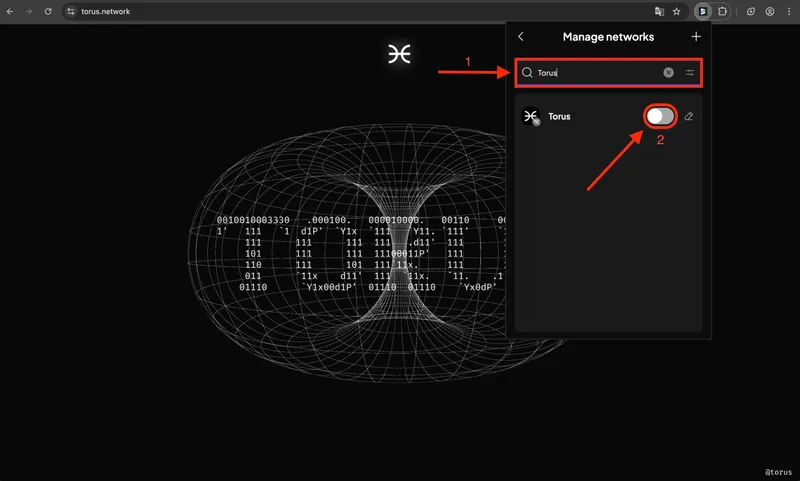 SubWallet search for Torus button